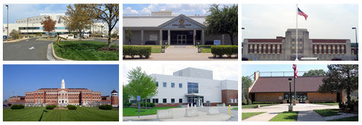 composite image of 6 federal medical center buildings